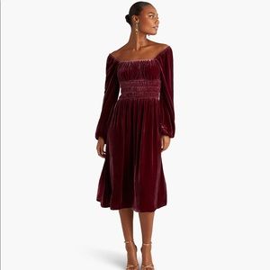 NWT Hill House Burgundy Velvet Jasmine Dress